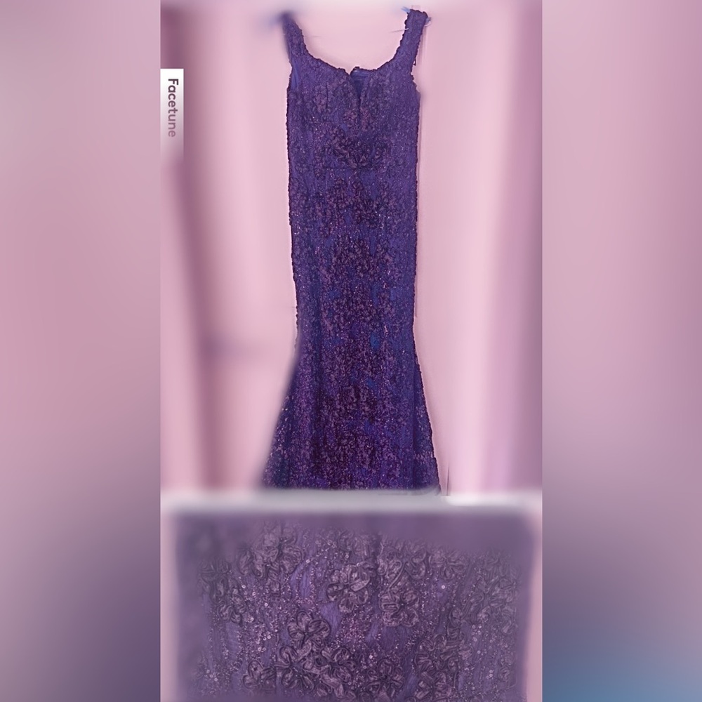 Aqua Purple Sequin Sleeveless Gown for Weddings